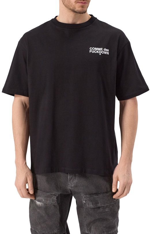 Хлопковая футболка Comme des Fuckdown CFABM01542 Чёрный  CFABM01542 Фото 3