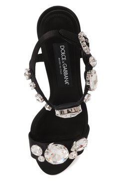 Женские текстильные босоножки keira 60 DOLCE & GABBANA черного цвета, арт. CR1801/A9T43 | Фото 6 (Материал внутренний: Натуральная кожа; Каблук высота: Средний; Материал внешний: Текстиль; Подошва: Плоская; Драгоценные камни: Проставлено; Материал сплава: Проставлено; Каблук тип: Устойчивый)