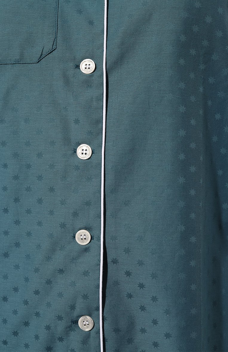 Женская хлопковая пижама DEREK ROSE бирюзового цвета, арт. 2012-KATE009 | Фото 8 (Материал сплава: Проставлено; Нос: Не проставлено; Материал внешний: Хлопок)