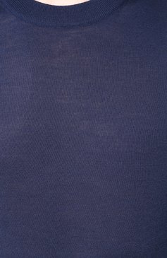 Мужской шерстяной джемпер BERLUTI синего цвета, арт. R17KRL133-004 | Фото 5 (Длина (для топов): Стандартные; Рукава: Длинные; Материал внешний: Шерсть; Мужское Кросс-КТ: Джемперы; Принт: Без принта; Вырез: Круглый; Материал сплава: Проставлено; Драгоценные камни: Проставлено; Стили: Кэжуэл)