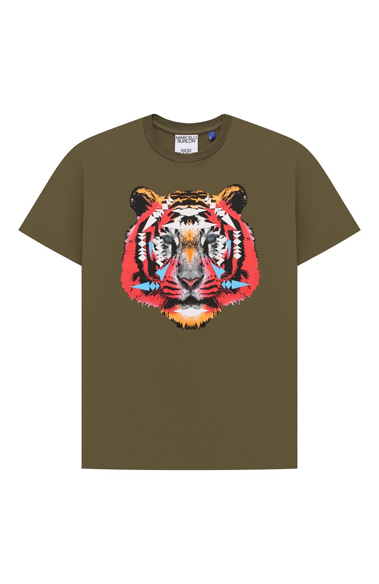 Детская хлопковая футболка MARCELO BURLON KIDS OF MILAN хаки цвета, арт. CBAA002F21JER012 | Фото 1 (Материал внешний: Хлопок; Рукава: Короткие; Мальчики Кросс-КТ: Футболка-одежда; Драгоценные камни: Проставлено; Материал сплава: Проставлено; Ростовка одежда: 10 - 11 лет | 140 - 146см, 12 лет | 152 см, 6 лет | 116 см, 8 лет | 128 см)