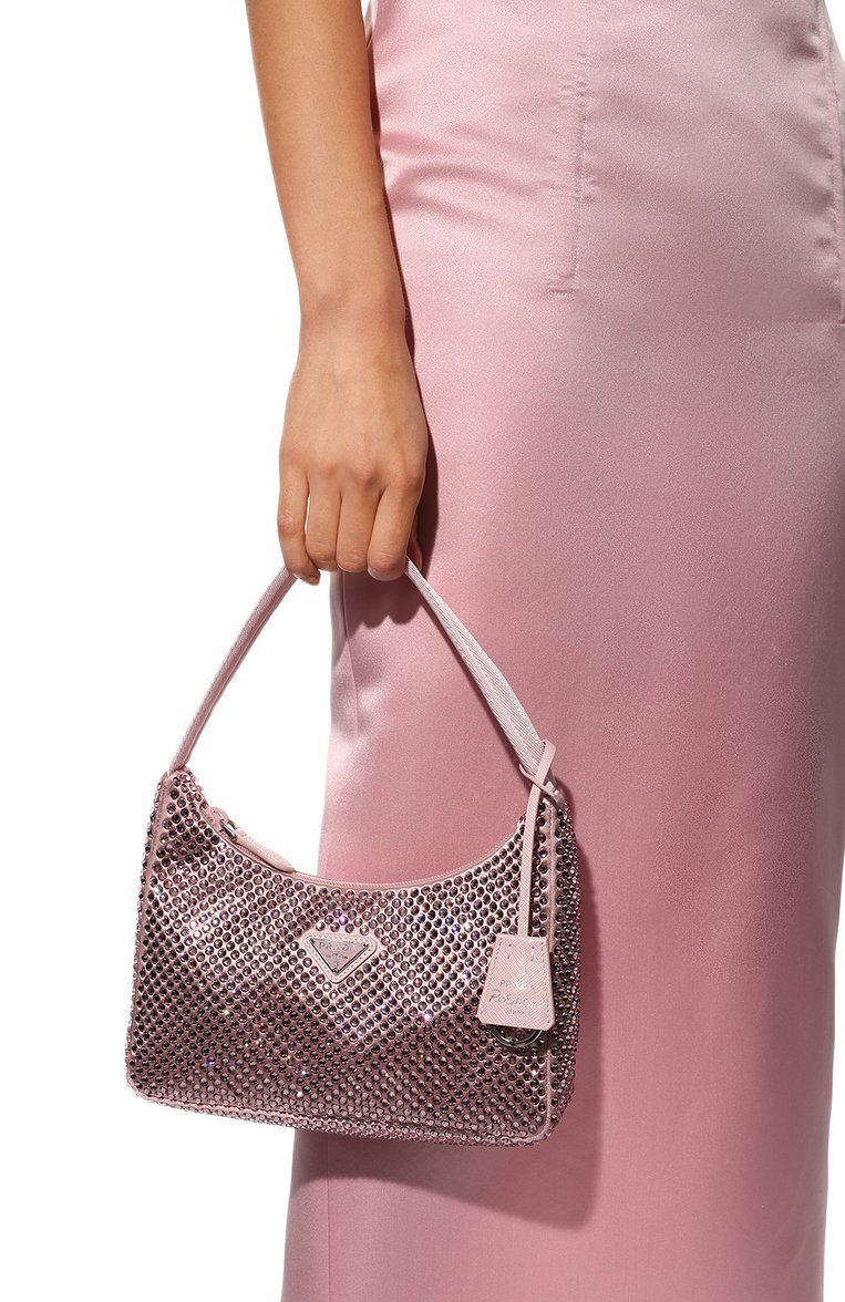 Женская сумка prada re-edition 2000 PRADA розового цвета, арт. 1NE515-2AWL-F0E18 | Фото 6 (Материал: Текстиль; Размер: small; Сумки-технические: Сумки top-handle)