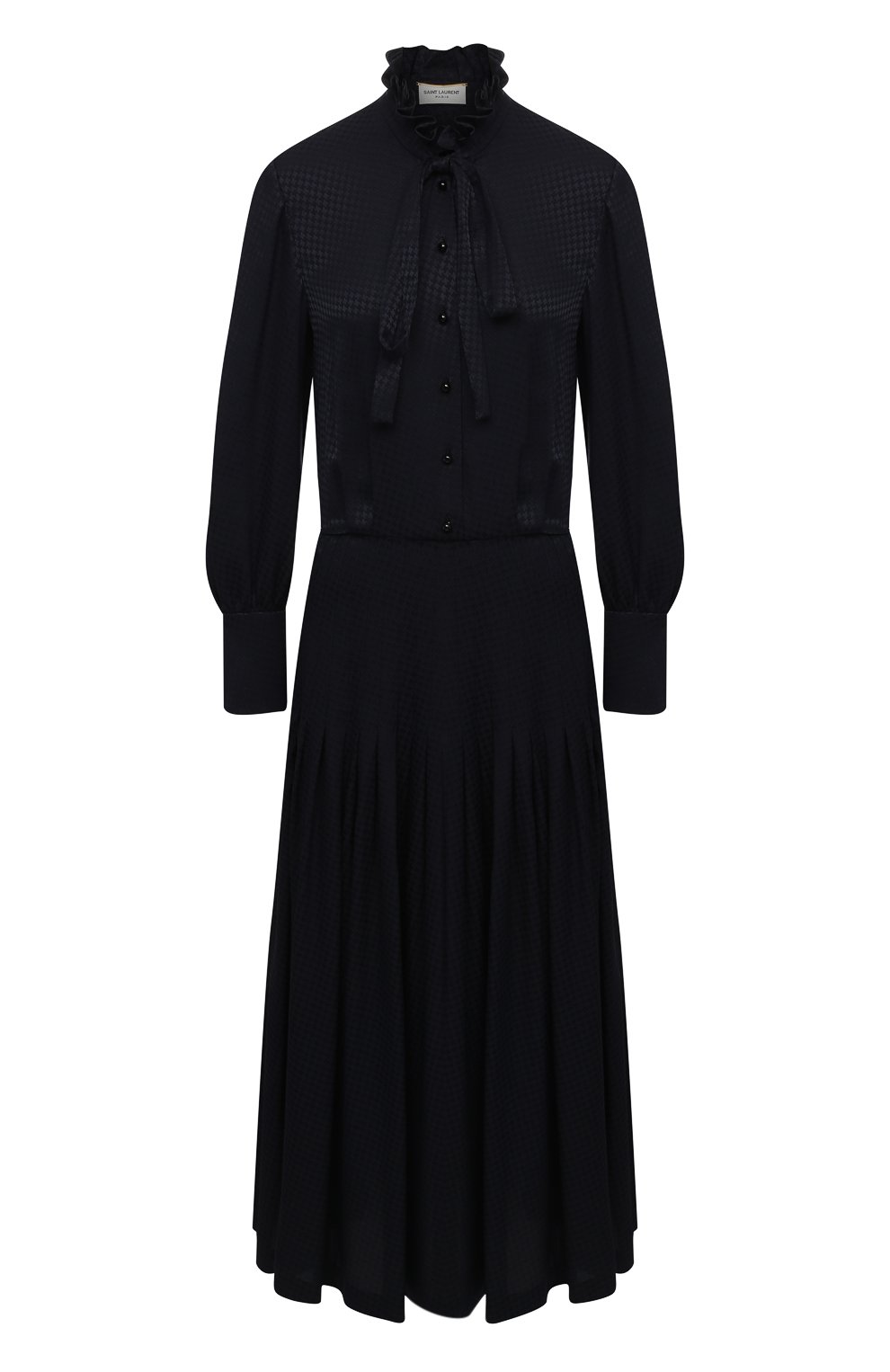 Шелковое платье SAINT LAURENT темно-синего цвета по цене 313000 руб., арт. 632448/Y3B08, фото 1 Шелковое платье SAINT LAURENT, арт. 632448/Y3B08, фото 1