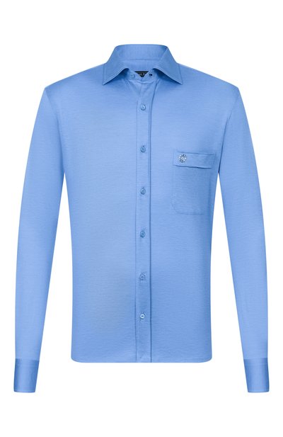 Рубашка из шелка и хлопка STEFANO RICCI голубого цвета по цене 124000 руб., арт. CJ007302/TE3100, фото 1 Рубашка из шелка и хлопка STEFANO RICCI, арт. CJ007302/TE3100, фото 1