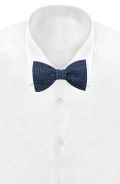 Мужской шелковый галстук-бабочка с узором LANVIN синего цвета, арт. 2032/B0W TIE | Фото 2 (Материал: Текстиль, Шелк; Статус проверки: Проверено, Проверена категория; Материал сплава: Проставлено, Проверено; Нос: Не проставлено)