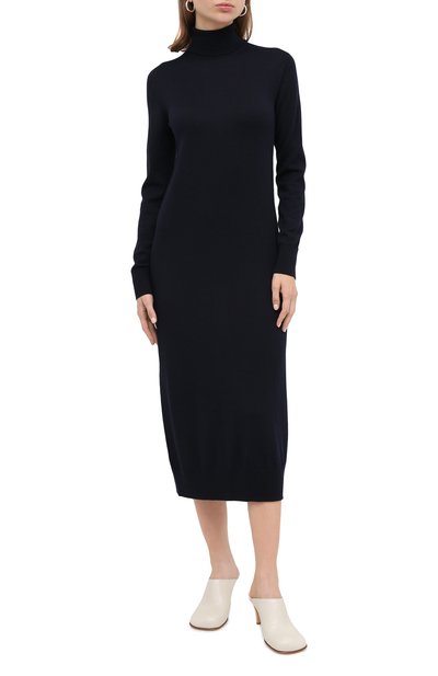 Шерстяное платье JIL SANDER темно-синего цвета по цене 72550 руб., арт. JSPR754054-WRY20058, фото 3 Шерстяное платье JIL SANDER, арт. JSPR754054-WRY20058, фото 3