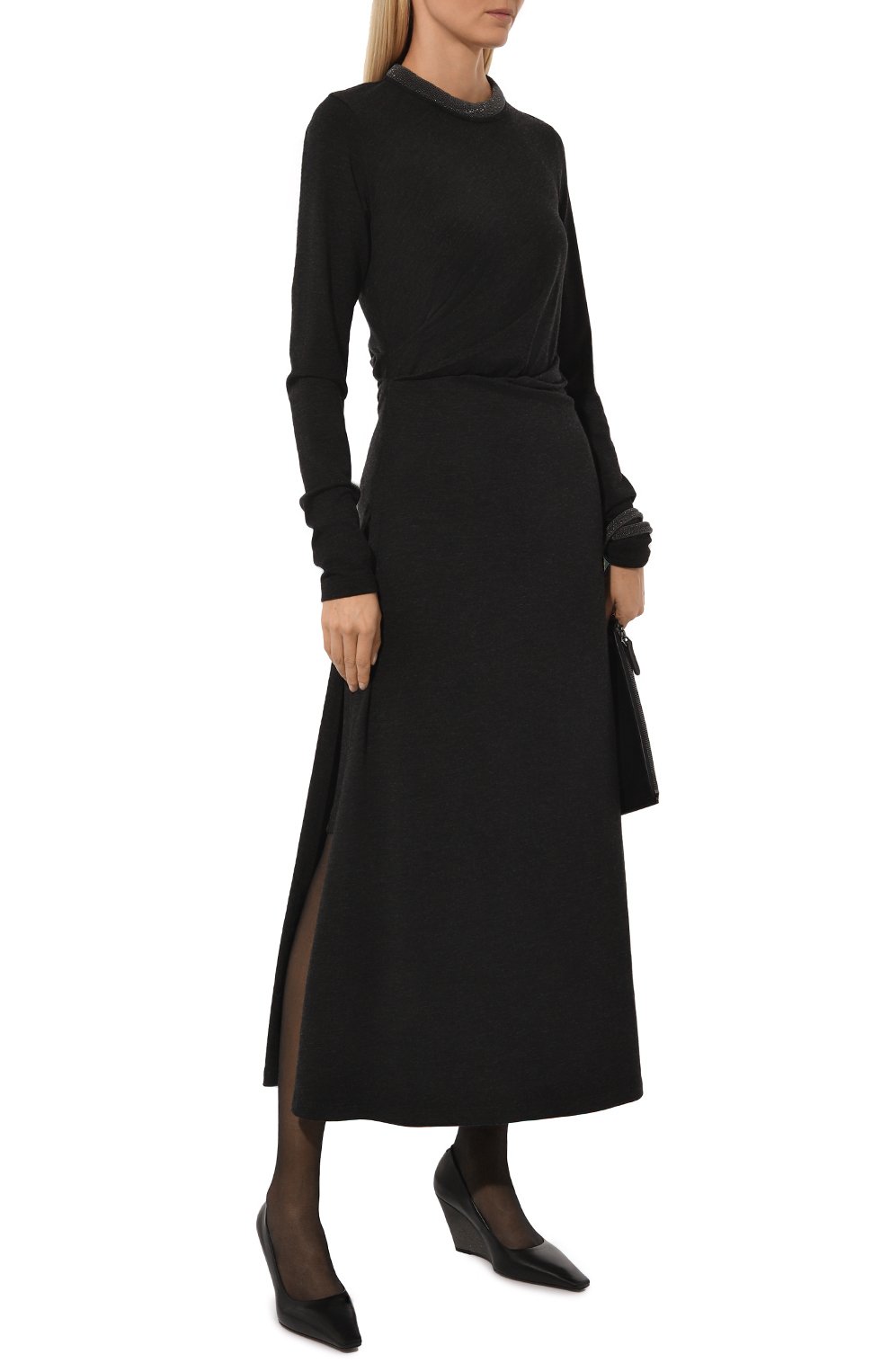 Шерстяное платье BRUNELLO CUCINELLI темно-синего цвета по цене 351500 руб., арт. MPR25AHR33, фото 2 Шерстяное платье BRUNELLO CUCINELLI, арт. MPR25AHR33, фото 2