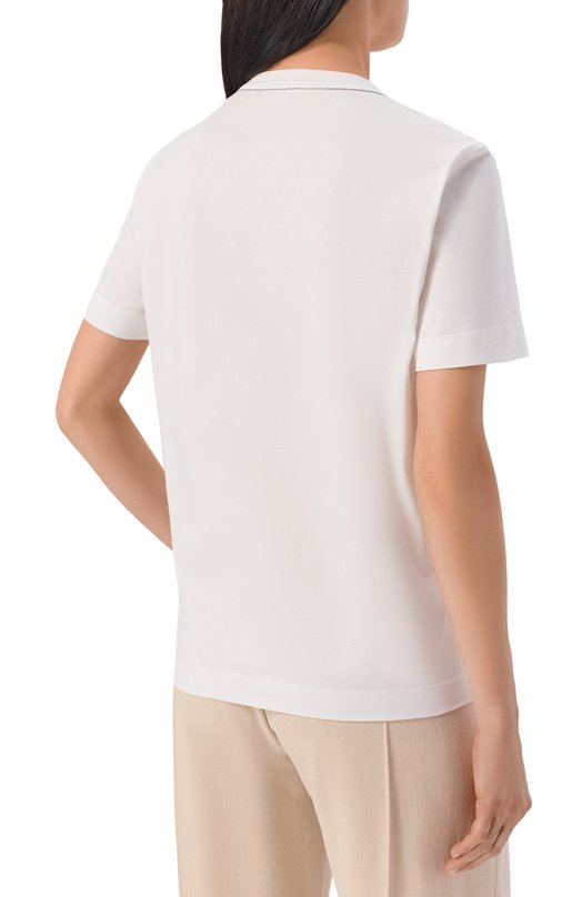 Хлопковая футболка Brunello Cucinelli M0T81BI100 Белый  M0T81BI100 Фото 4