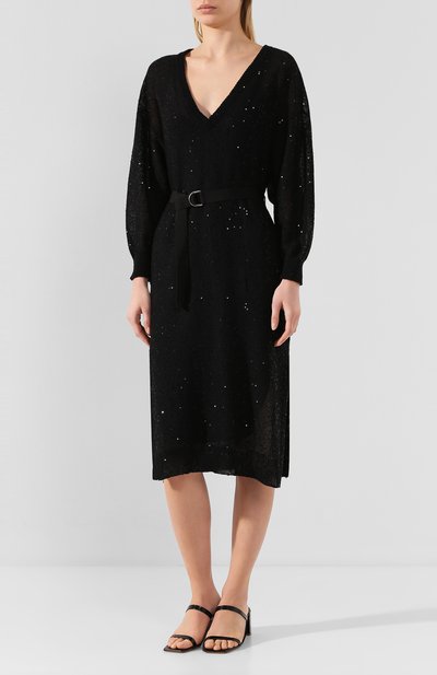 Платье из смеси льна и шелка BRUNELLO CUCINELLI, арт. M10552A92, фото 3