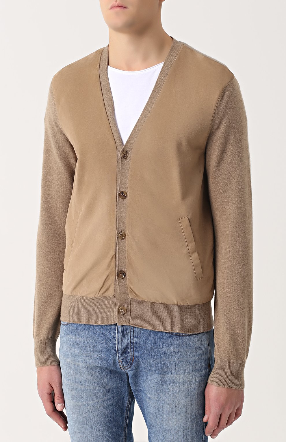 Кашемировый кардиган с отделкой из натуральной замши RALPH LAUREN бежевого цвета по цене 249500 руб., арт. P44/XZ3T7/XY3UN, фото 3 Кашемировый кардиган с отделкой из натуральной замши RALPH LAUREN, арт. P44/XZ3T7/XY3UN, фото 3