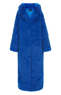 Женская шуба из экомеха BALENCIAGA синего цвета, арт. 794648/TPQ23 | Фото 1 (Рукава: Длинные; Длина (верхняя одежда): Длинные; Материал подклада: Вискоза; Кросс-КТ: Куртка; Стили: Гламурный; Материал внешний: Экомех)