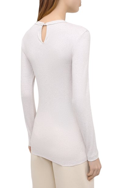 Хлопковый лонгслив BRUNELLO CUCINELLI кремового цвета по цене 56200 руб., арт. M0TC8BJ300, фото 4 Хлопковый лонгслив BRUNELLO CUCINELLI, арт. M0TC8BJ300, фото 4