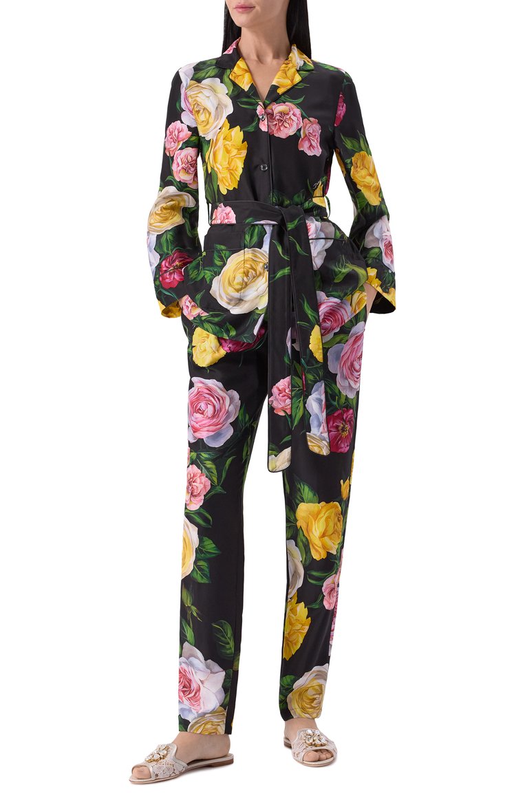 Женские шелковые брюки DOLCE & GABBANA разноцветного цвета, арт. FTC11T/IS1XJ | Фото 2 (Нос: Не проставлено; Материал внешний: Шелк; Автомат�изация состава: Проставлено; Размерность: Идёт в размер; Re-sync: On)