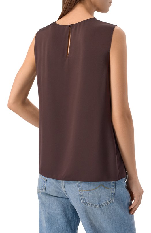 Шелковый топ Theory M0102539 Коричневый  M0102539 Фото 4