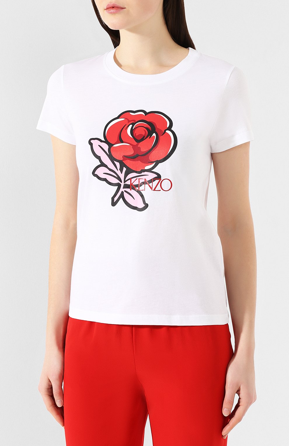 Хлопковая футболка KENZO белого цвета по цене 10450 руб., арт. 2TS785990, фото 3 Хлопковая футболка KENZO, арт. 2TS785990, фото 3