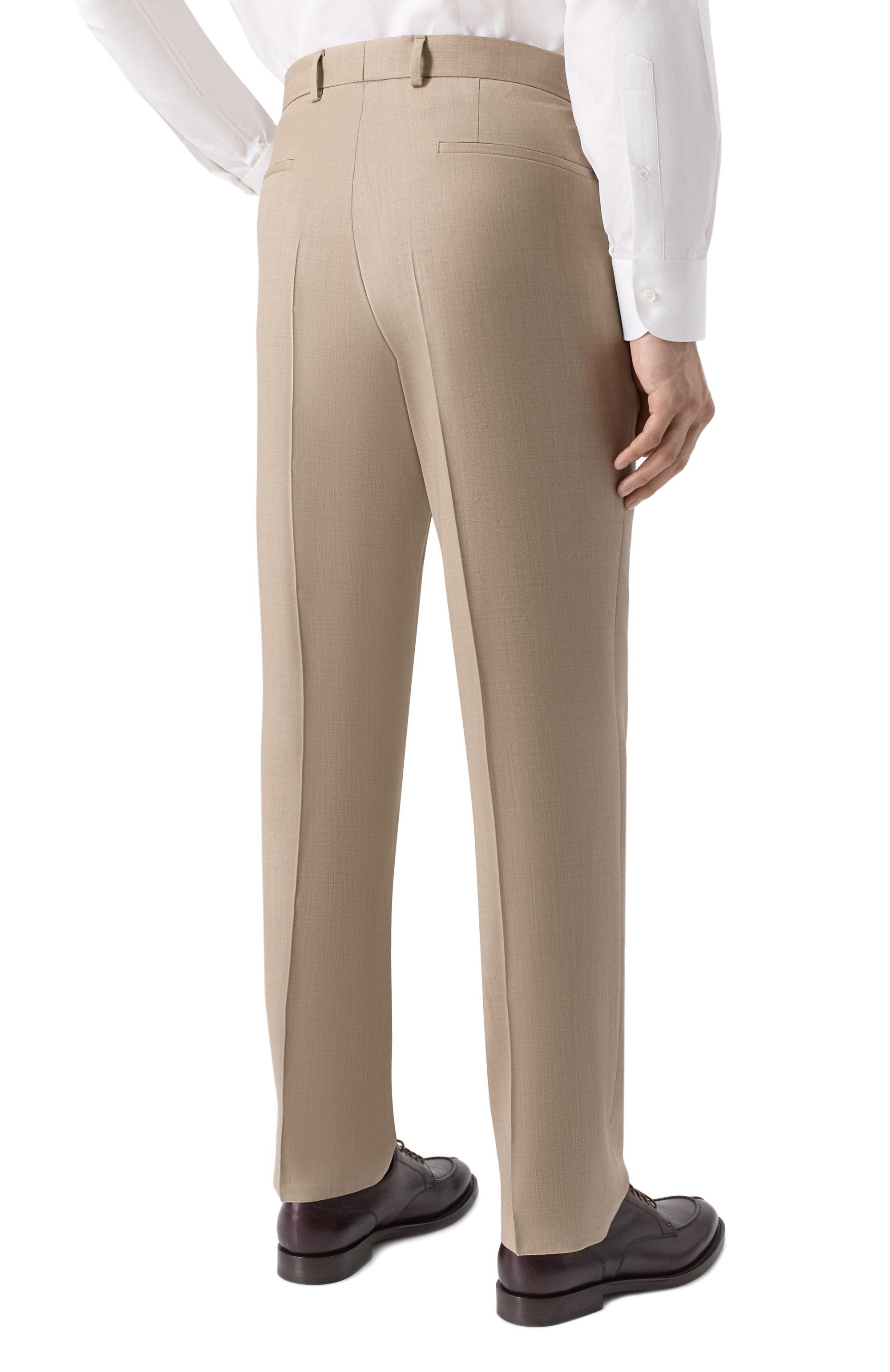 Шерстяные брюки BOSS бежевого цвета по цене 34950 руб., арт. 50469174, фото 4 Шерстяные брюки BOSS, арт. 50469174, фото 4