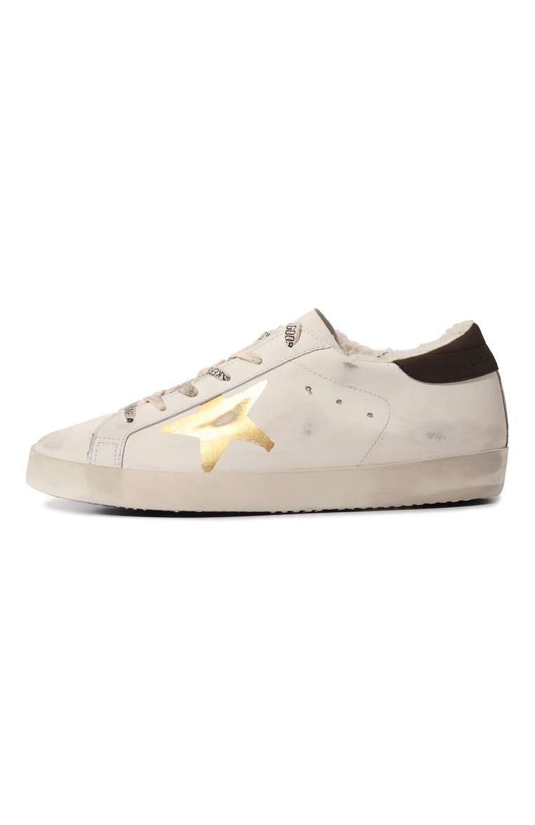 Женские кеды super star GOLDEN GOOSE DELUXE BRAND белого цвета, арт. GWF00498.F004780 | Фото 4 (Материал внешний: Экокожа; Подошва: Платформа; Материал сплава: Проставлено; Материал утеплителя: Без утеплителя; Материал внутренний: Текстиль; Драгоценные камни: Проставлено; Стили: Кэжуэл)