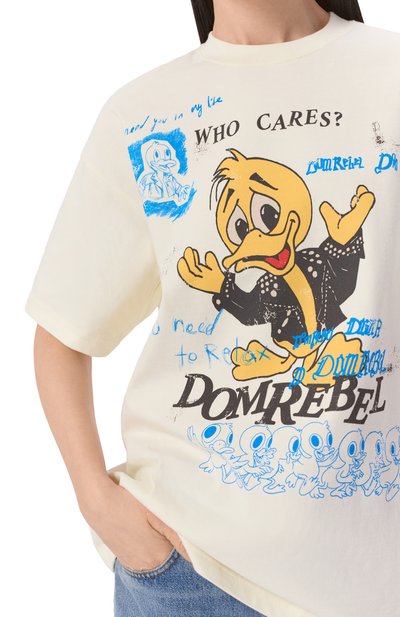 Хлопковая футболка DOMREBEL кремового цвета по цене 23900 руб., арт. WH0 CARES/T-SHIRT, фото 5 Хлопковая футболка DOMREBEL, арт. WH0 CARES/T-SHIRT, фото 5