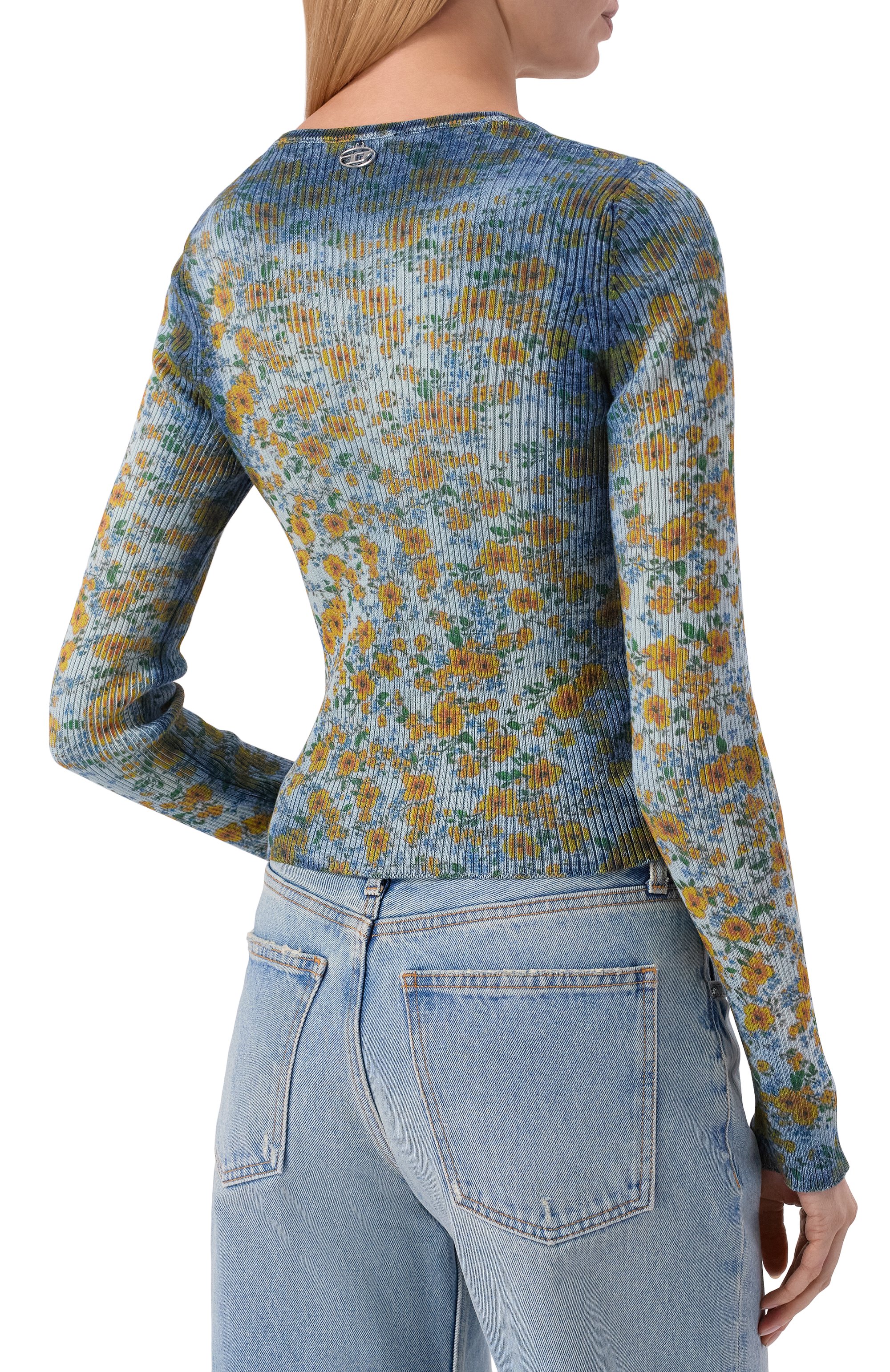 Хлопковый пуловер DIESEL голубого цвета по цене 59400 руб., арт. A23697/0EGED, фото 4 Хлопковый пуловер DIESEL, арт. A23697/0EGED, фото 4