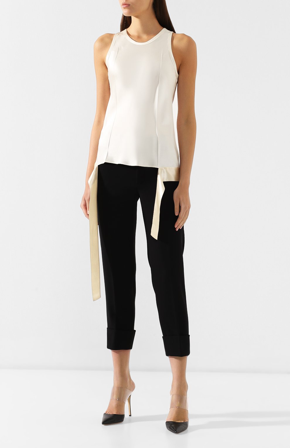 Топ из вискозы HELMUT LANG бежевого цвета по цене 27300 руб., арт. I09HW519, фото 3 Топ из вискозы HELMUT LANG, арт. I09HW519, фото 3