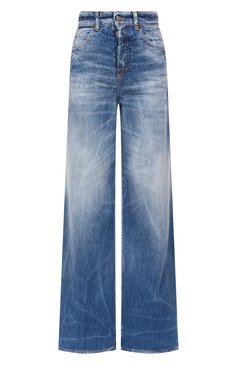 Женские джинсы traveller DSQUARED2 синего цвета, арт. S72LB0834/S30309 | Фото 1 (Длина (брюки, джинсы): Удлиненные; Материал внешний: Хлопок, Деним; Кросс-КТ: Деним; Силуэт Ж (брюки и джинсы): Широкие; Детали: Делаве; Стили: Гранж)