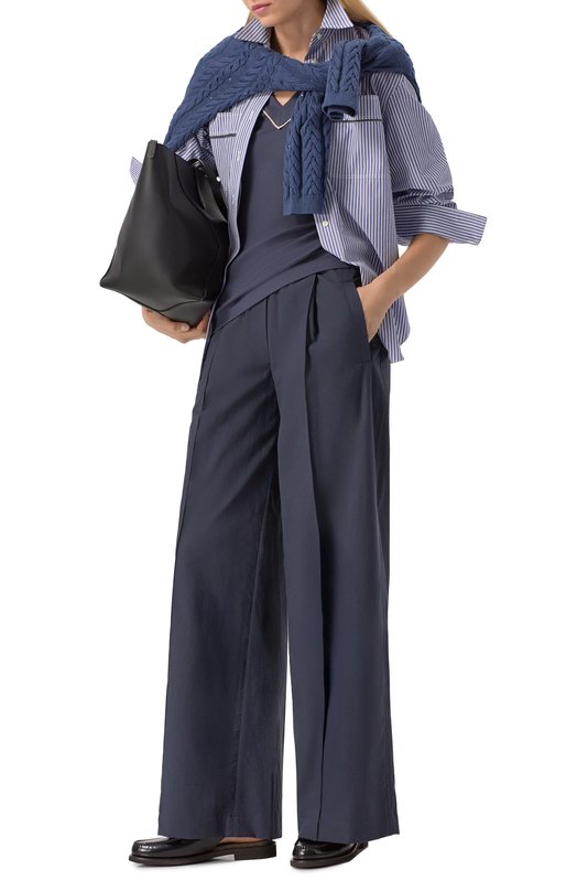 Хлопковый топ Brunello Cucinelli MG902FP312 Синий  MG902FP312 Фото 2