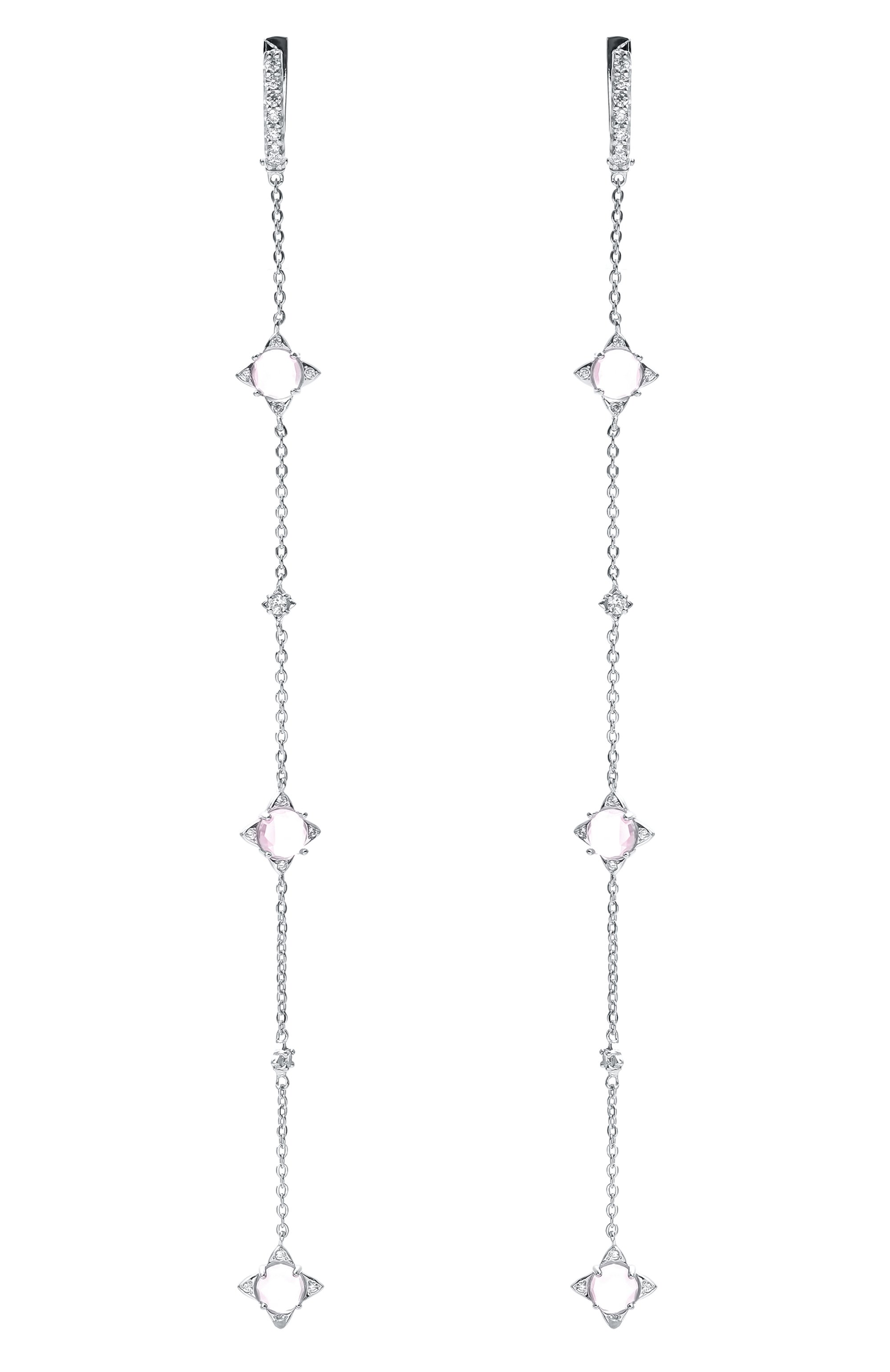 Серьги-цепочки the rose с кварцем MOONKA, арт. tr-her-qrz, фото 1