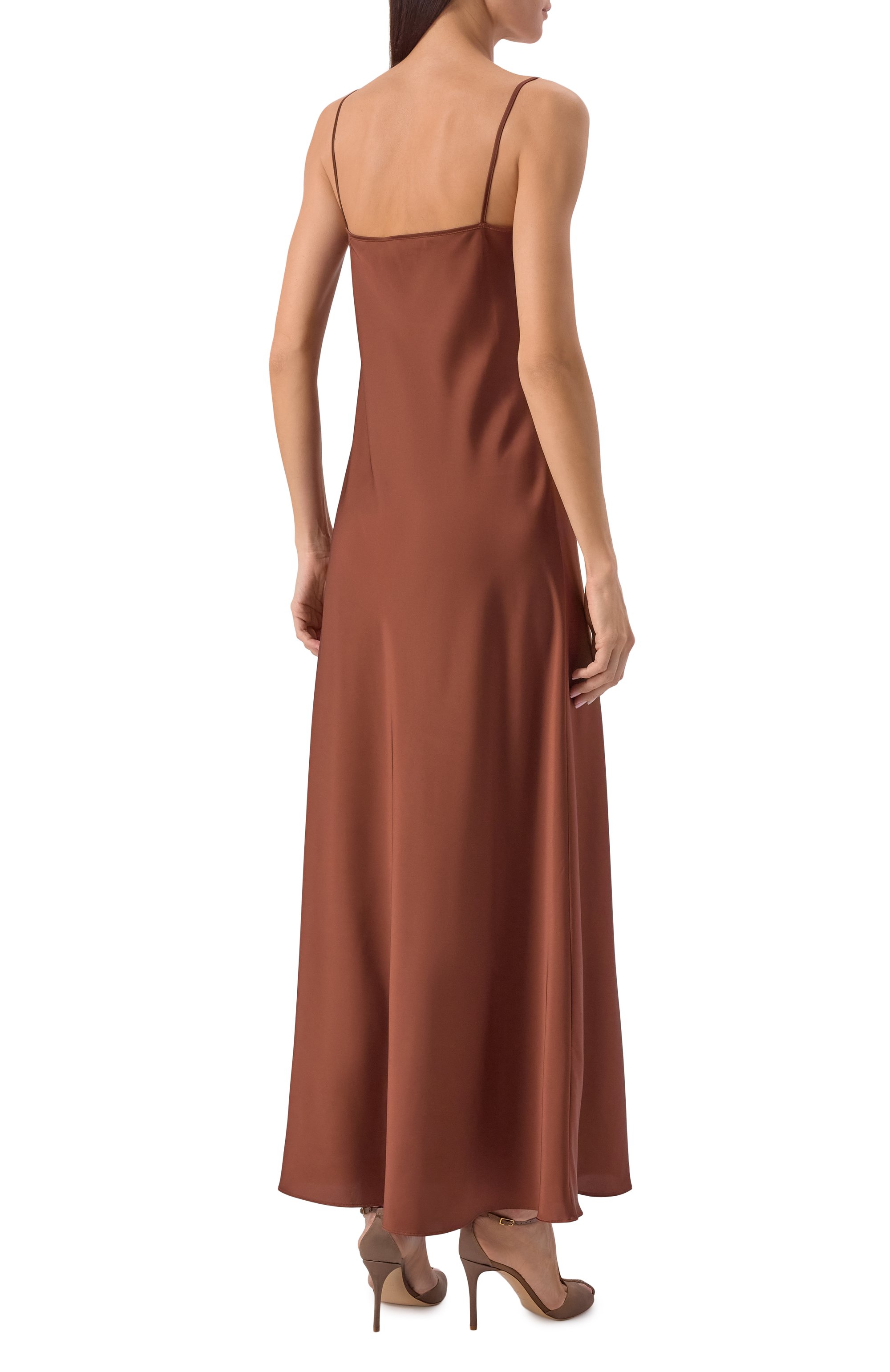 Атласное платье D.EXTERIOR коричневого цвета по цене 43950 руб., арт. 60665, фото 4 Атласное платье D.EXTERIOR, арт. 60665, фото 4