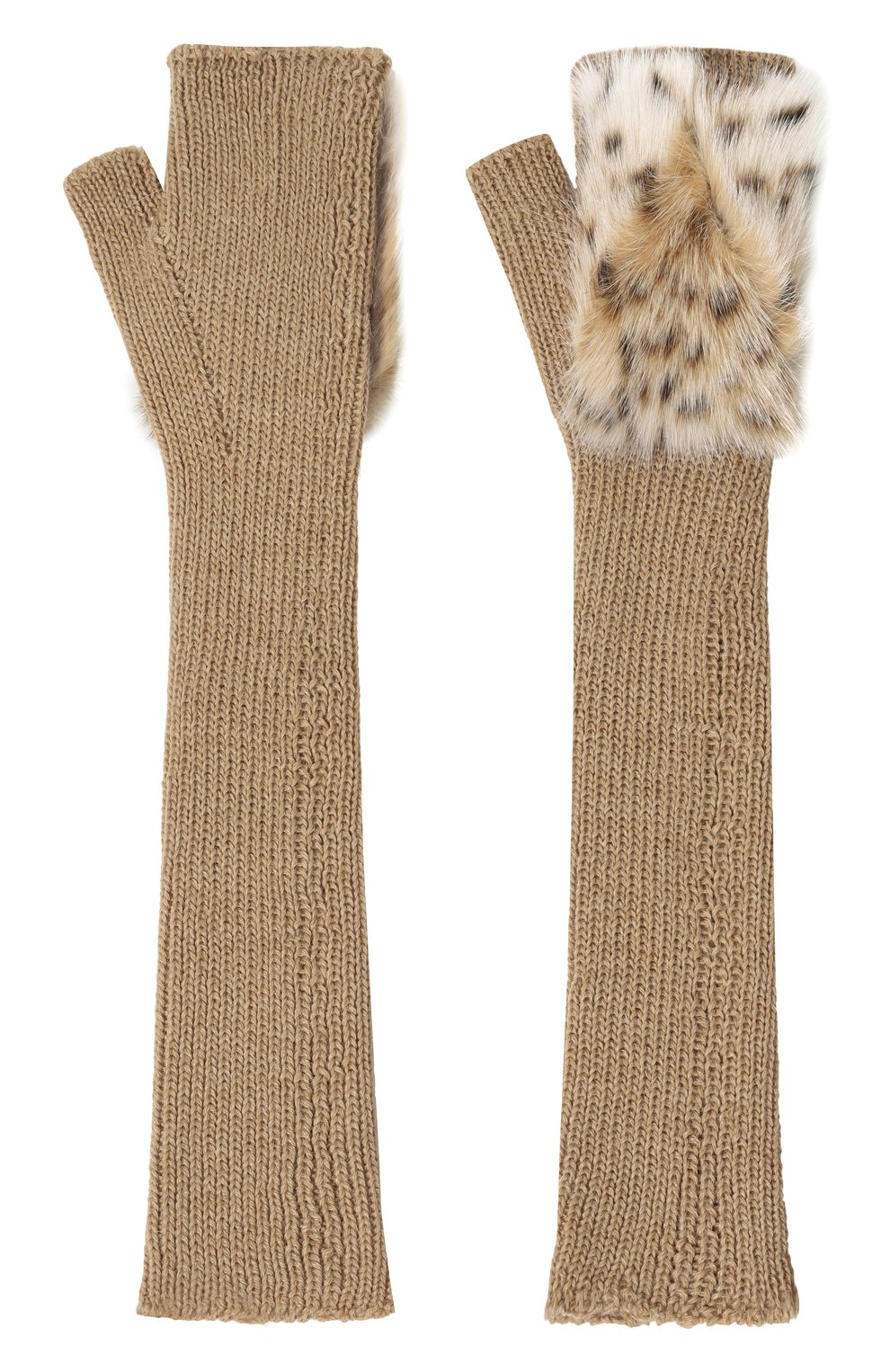 Шерстяные митенки с меховой отделкой COLOR TEMPERATURE, арт. М,Рд - 12/бн, фото 3