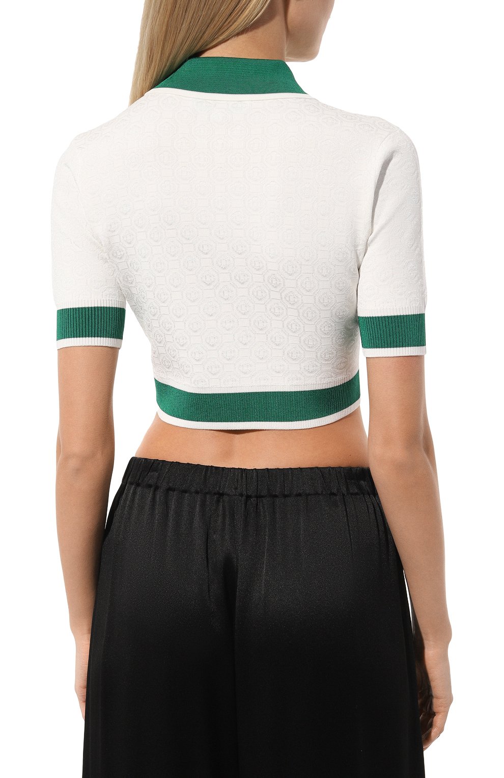 Поло из вискозы CASABLANCA белого цвета по цене 54100 руб., арт. WPS24-KW-589-01, фото 4 Поло из вискозы CASABLANCA, арт. WPS24-KW-589-01, фото 4