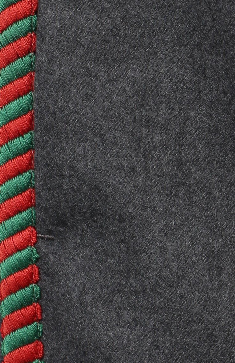 Детские шерстяные брюки GUCCI серого цвета, арт. 629508/XWALN | Фото 3 (Материал внешний: Шерсть; Материал подклада: Купро; Девочки Кросс-КТ: Брюки-одежда; Региональные ограничения белый список (Axapta Mercury): RU; Случай: Повседневный; Нос: Не проставлено; Материал сплава: Проставлено; Ростовка одежда: 10 - 11 лет | 140 - 146см, 12 лет | 152 см, 4 года | 104 см, 5 лет | 110 см, 6 лет | 116 см, 8 лет | 128 см)
