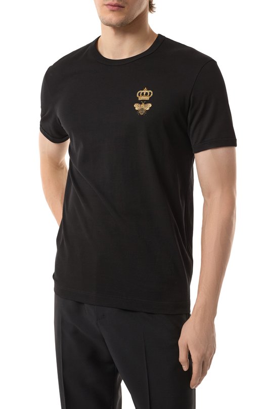 Хлопковая футболка Dolce & Gabbana G8PV1Z/G7WUQ Чёрный  G8PV1Z/G7WUQ Фото 3
