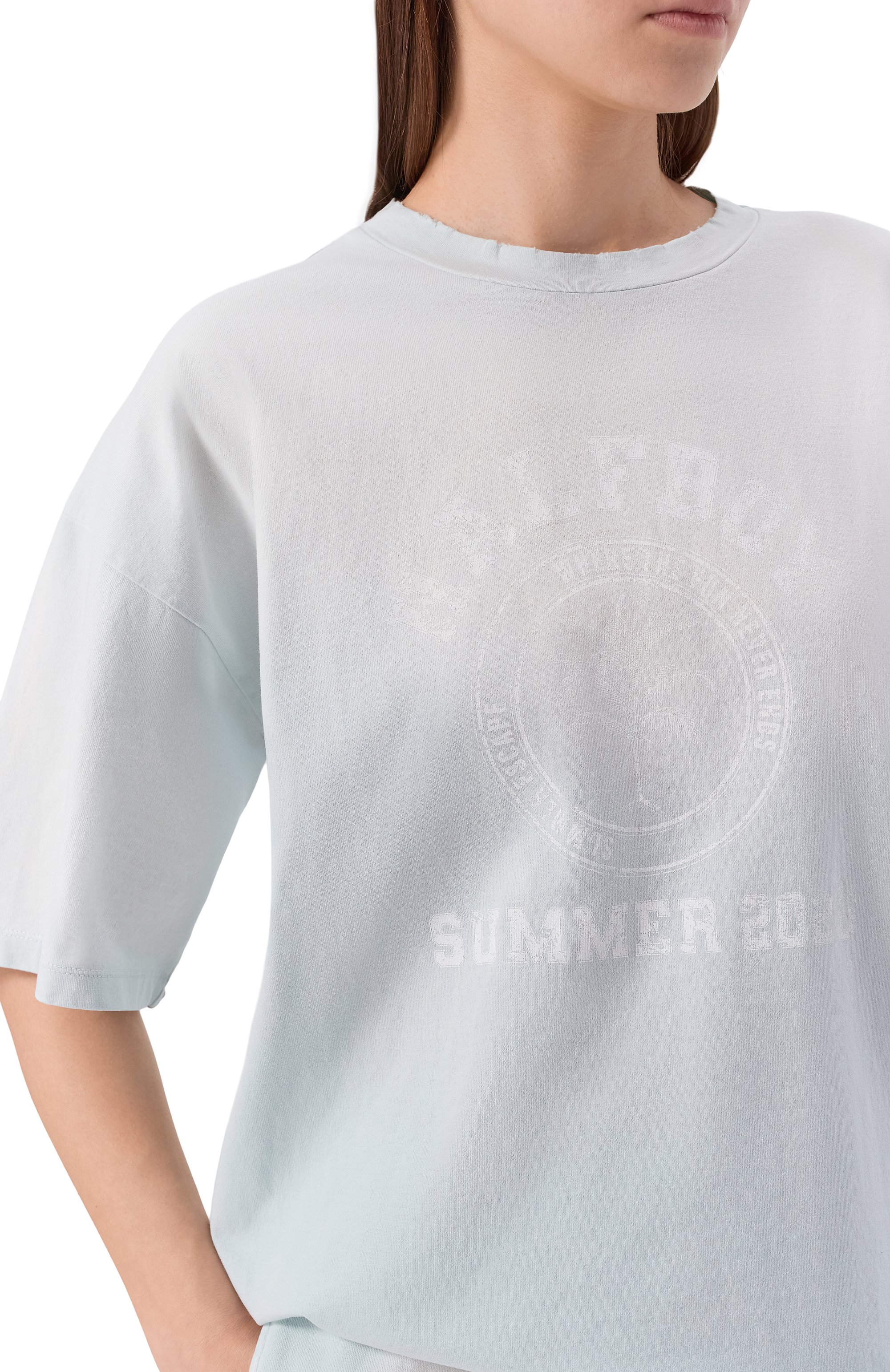 Хлопковая футболка HALFBOY голубого цвета по цене 27050 руб., арт. HS261WT028 JS003/VINTAGE TEE, фото 5 Хлопковая футболка HALFBOY, арт. HS261WT028 JS003/VINTAGE TEE, фото 5