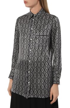 Женская атласная блузка KITON темно-синего цвета, арт. D57445K0978C | Фото 3 (Рукава: Длинные; Длина (для топов): Удлиненные; Материал внешний: Шелк; Стили: Кэжуэл; Женское Кросс-КТ: Блуза-одежда; Принт: С принтом)