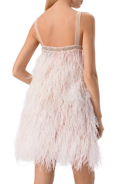 Шелковое платье с отделкой перьями GIULIA GURMAN, арт. D19, фото 3