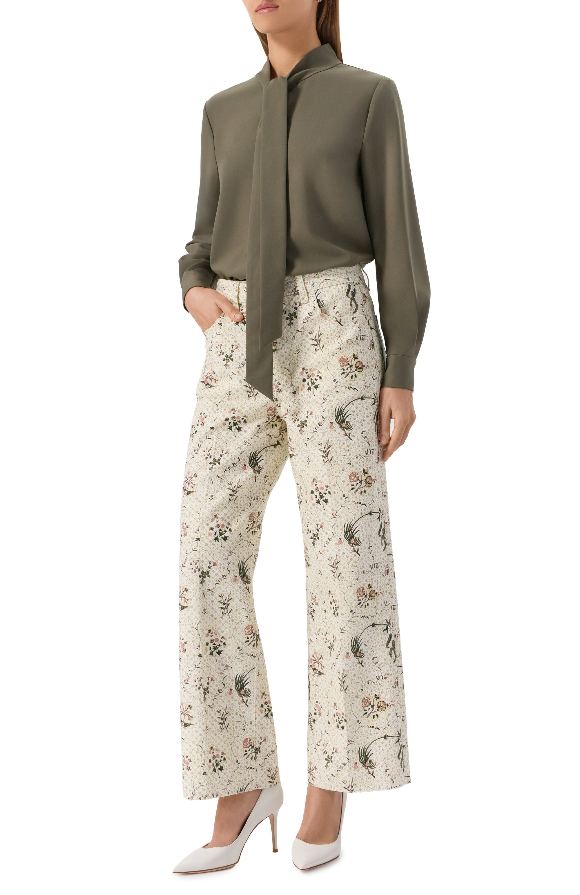 Блузка SELF-PORTRAIT хаки цвета по цене 49950 руб., арт. PF25016TG, фото 2 Блузка SELF-PORTRAIT, арт. PF25016TG, фото 2