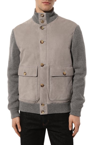 Комбинированный кардиган BRUNELLO CUCINELLI серого цвета по цене 673500 руб., арт. M0PCL1955, фото 3 Комбинированный кардиган BRUNELLO CUCINELLI, арт. M0PCL1955, фото 3