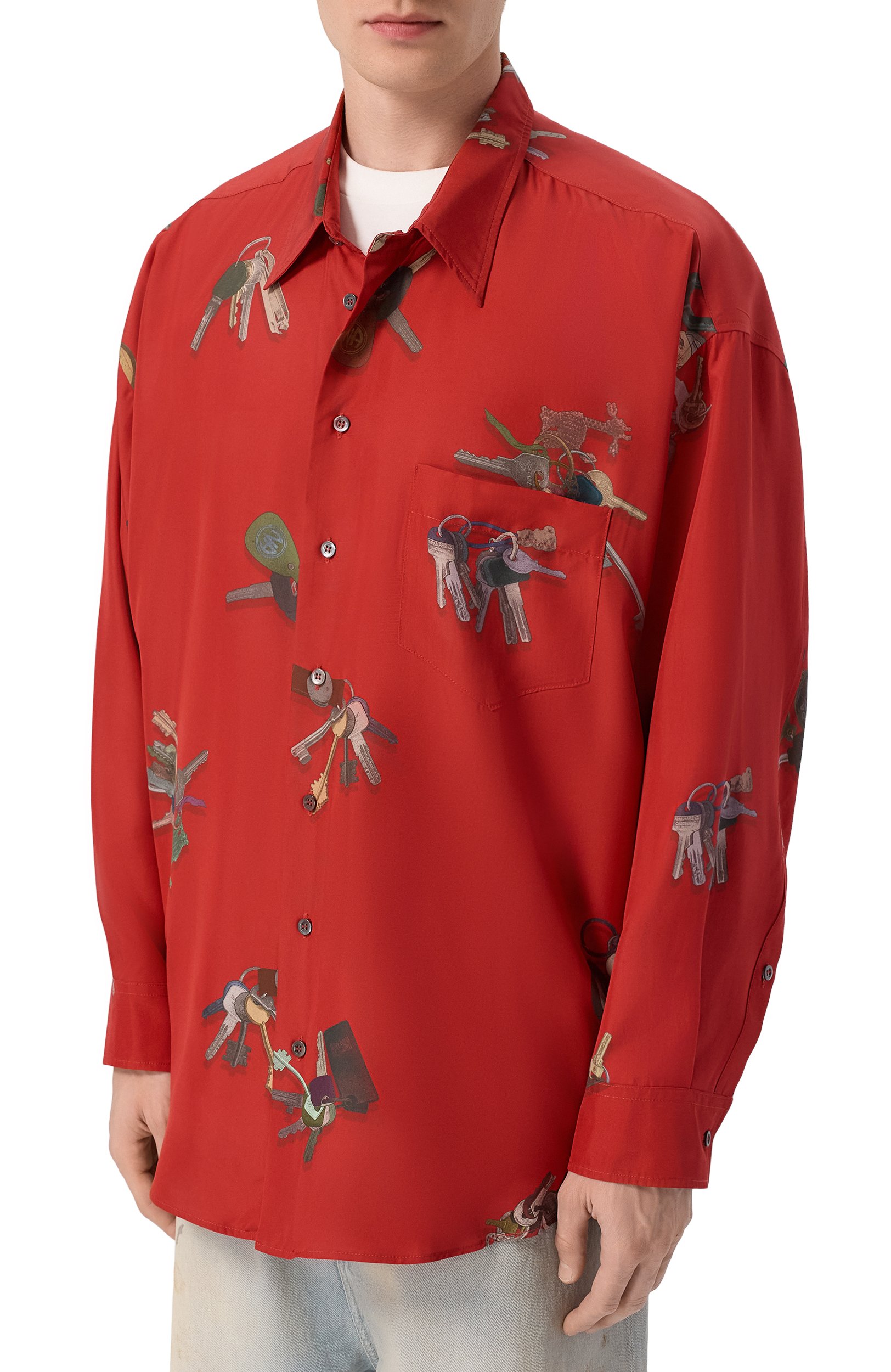 Шелковая рубашка MAGLIANO красного цвета по цене 115000 руб., арт. MGFW26SR01092, фото 3 Шелковая рубашка MAGLIANO, арт. MGFW26SR01092, фото 3