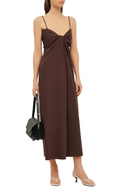 Шелковое платье VALENTINO темно-коричневого цвета по цене 299500 руб., арт. VB0VAVH56B5, фото 2 Шелковое платье VALENTINO, арт. VB0VAVH56B5, фото 2