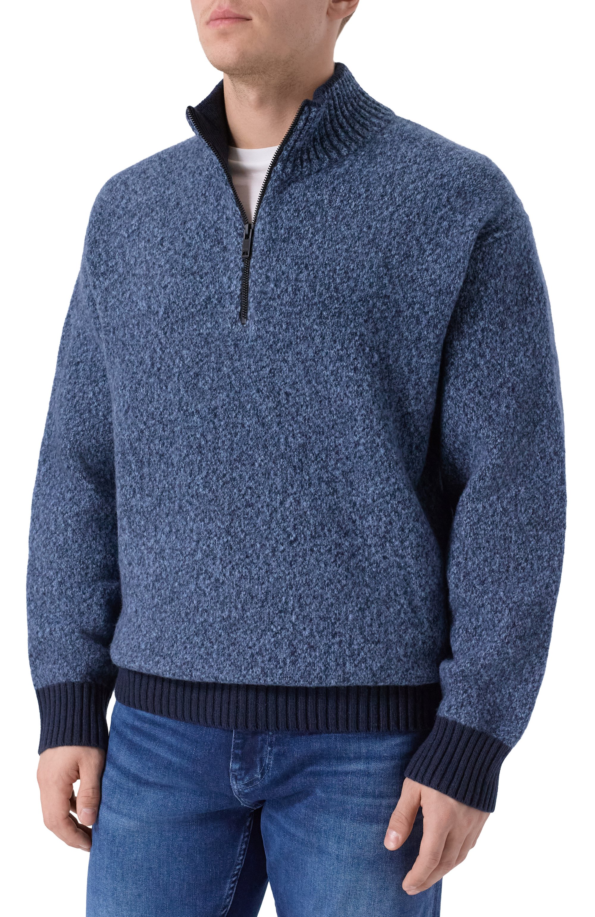 Шерстяной свитер BOSS ORANGE темно-синего цвета по цене 26950 руб., арт. 50548669, фото 3 Шерстяной свитер BOSS ORANGE, арт. 50548669, фото 3