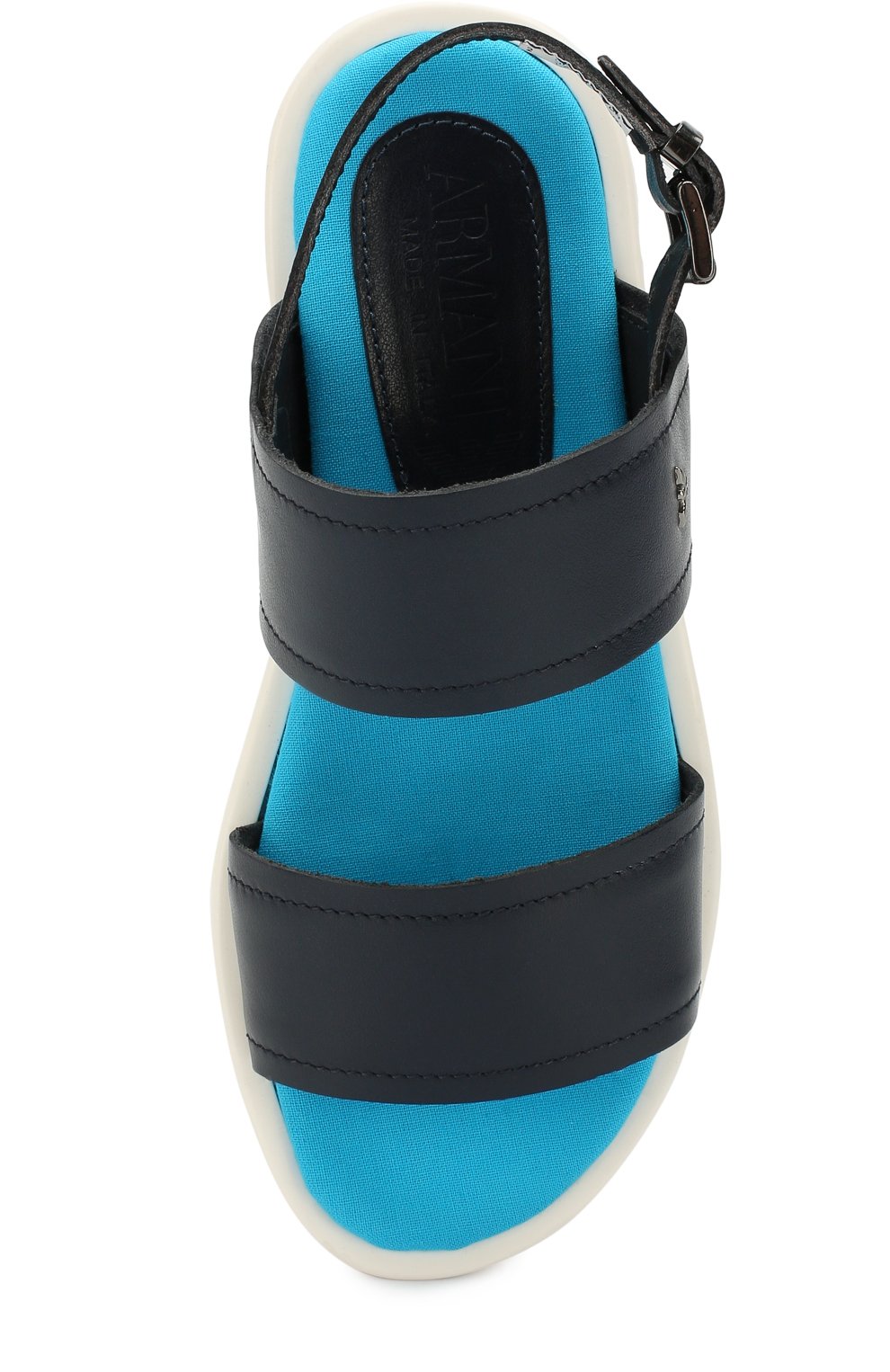 Кожаные сандалии EMPORIO ARMANI темно-синего цвета по цене 20900 руб., арт. 405544/8P059/35-40, фото 4 Кожаные сандалии EMPORIO ARMANI, арт. 405544/8P059/35-40, фото 4