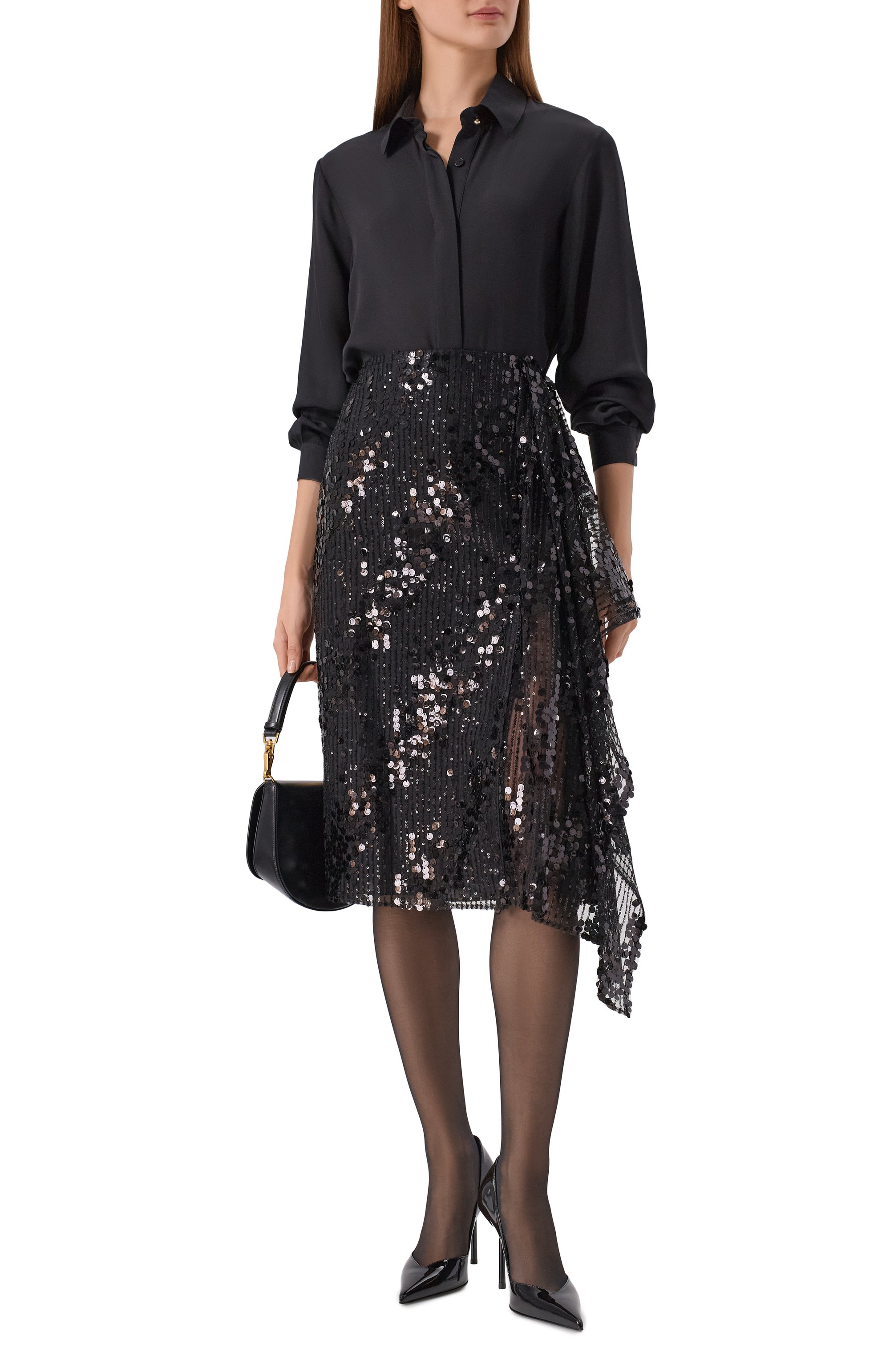 Юбка с отделкой пайетками ELIE SAAB черного цвета по цене 178000 руб., арт. SK207NP25/PA010, фото 2 Юбка с отделкой пайетками ELIE SAAB, арт. SK207NP25/PA010, фото 2