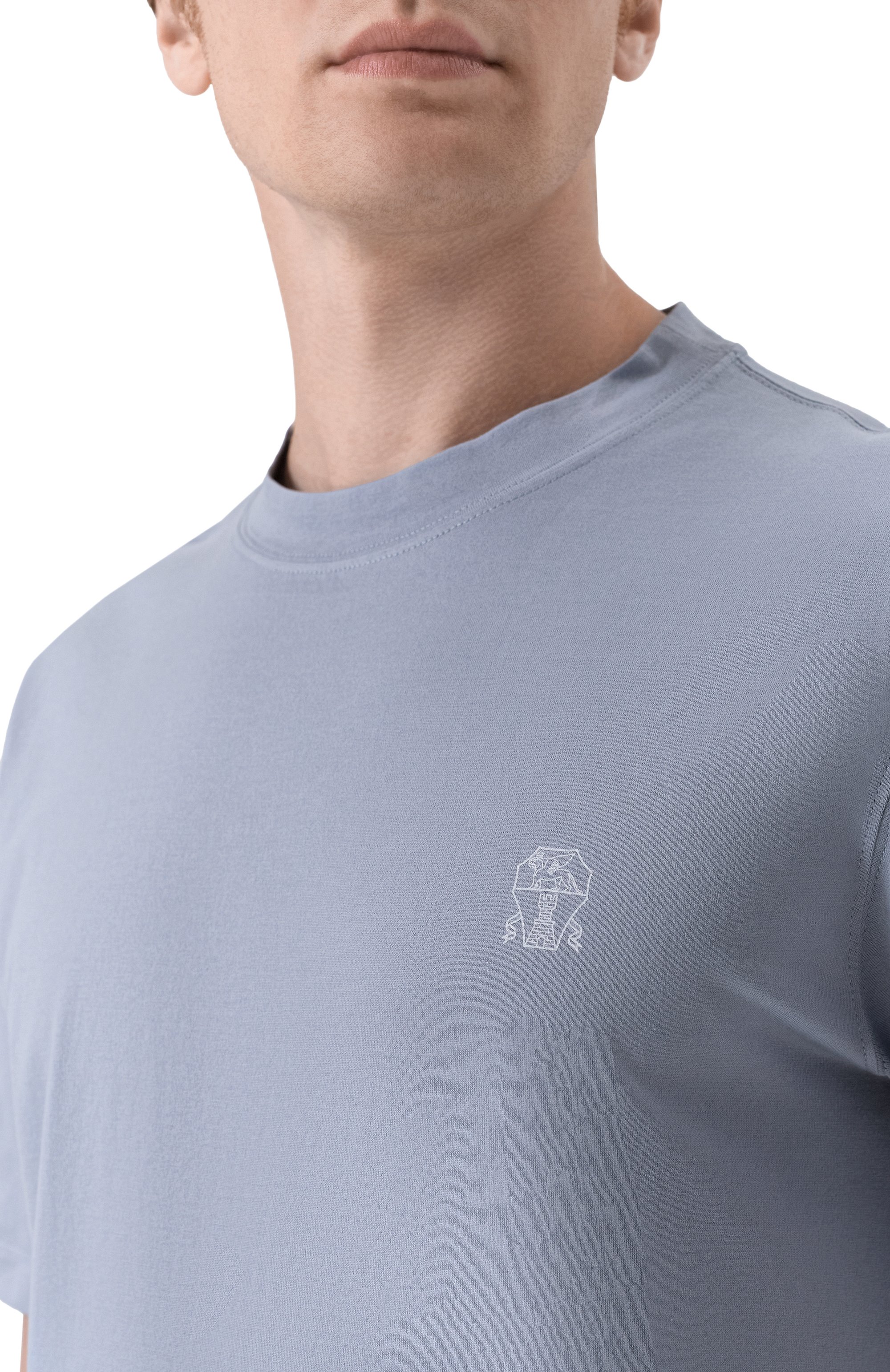 Хлопковая футболка BRUNELLO CUCINELLI голубого цвета по цене 51950 руб., арт. M0B138440, фото 5 Хлопковая футболка BRUNELLO CUCINELLI, арт. M0B138440, фото 5