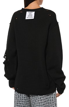 Мужские шерстяной свитер VETEMENTS черного цвета, арт. UA65KB340B/2900 KNIT | Фото 4 (Материал внешний: Шерсть; Женское Кросс-КТ: Свитер-одежда; Нос: Не проставлено; Стили: Гранж; Мужское Кросс-КТ: Свитер-одежда; Региональные ограничения белый список (Axapta Mercury): Не проставлено)