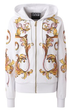 Женский хлопковая толстовка VERSACE JEANS COUTURE белого цвета, арт. 78HAI3P6/FS192 | Фото 1 (Материал сплава: Проставлено; Драгоценные камни: Проставлено; Длина (для топов): Стандартные; Рукава: Длинные; Материал подклада: Хлопок; Стили: Гламурный; Женское Кросс-КТ: Кардиган-одежда; Материал внешний: Хлопок)