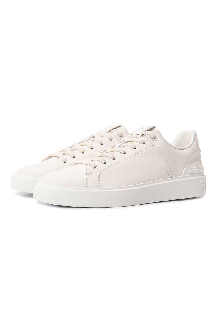 Мужские кожаные кеды b-court BALMAIN белого цвета, арт. BM0VI288/LVTR | Фото 1 (Подошва: Массивная; Материал внутренн�ий: Натуральная кожа; Материал утеплителя: Без утеплителя; Стили: Классический; Материал внешний: Натуральная кожа; Кросс-КТ: Низкие)