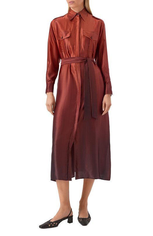 Атласное платье Kiton D47321K0909E02 Бордовый  D47321K0909E02 Фото 3
