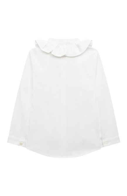 Детское хлопковая блузка IL GUFO белого цвета, арт. A23CL239C0061/2A-4A | Фото 2 (Рукава: Длинные; Материал внешний: Хл�опок; Драгоценные камни: Проставлено; Материал сплава: Проставлено)