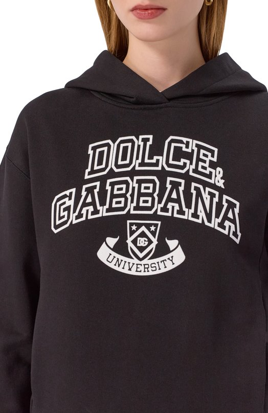 Хлопковое худи Dolce & Gabbana F9S48Z/GDDC5 Чёрный  F9S48Z/GDDC5 Фото 5