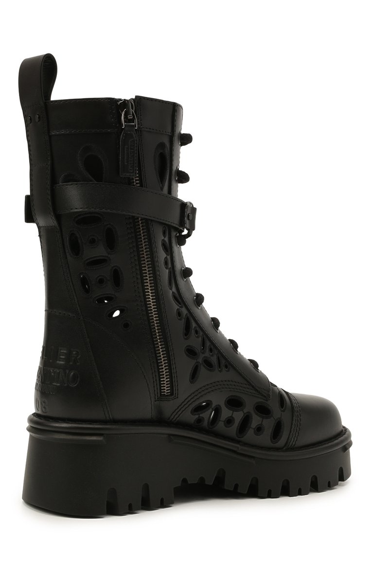 Женские кожаные ботинки atelier shoes 08 san gallo edition VALENTINO черного цвета, арт. WW2S0CN7/NPC | Фото 4 (Подошва: Платформа; Материал внутренний: Натуральная кожа; Каблук высота: Средний, Низкий; Женское Кросс-КТ: Военные ботинки; Материал утеплителя: Без утеплителя; Материал внешний: Натуральная кожа)